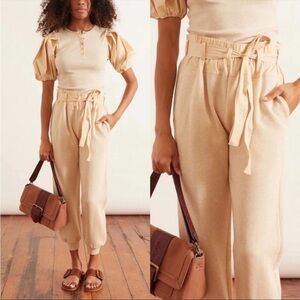 Ulla Johnson Haven Belted Cotton-jersey And Poplin Track Pants Oatmeal Small